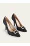 Black Metal Women's Boden Jewelled Heeled Court Shoes