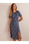 Navy White Stripes Women's Boden Striped Asymmetric Midi Dress