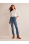 Blue Women's Boden Button Detail Straight Jeans