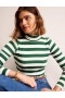 Green / White Women's Boden Anna Rib Roll Neck Tops