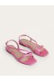 Pink Women's Boden Satin Toe Loop Flat Sandals