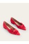 Red Women's Boden Suede-Bow Ballet Flats