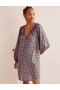 Multicolor Women's Boden Smocked Neck Beach Kaftan Dress