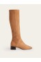Khaki Women's Boden Cara Flat Stretch Knee-high Boots