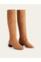Khaki Women's Boden Cara Flat Stretch Knee-high Boots