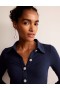 Navy Women's Boden Jewelled-Button Ribbed Shirts
