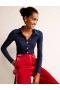 Navy Women's Boden Jewelled-Button Ribbed Shirts