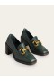 Dark Green Women's Boden Iris Snaffle Heeled Loafers