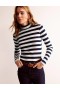 Navy / White Women's Boden Anna Rib Roll Neck Tops
