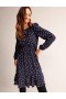 Navy Women's Boden Pleated Peplum Mini Dress