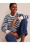 Navy / White Stripes Women's Boden Deep Rib Boxy Shirts