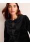 Black Women's Boden Bow-Trim Collarless Jacket