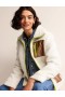 White / Metal Women's Boden Funnel-Neck Borg Jacket