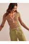 Pink / Olive Green Women's Boden Anna Rib Henley T shirts