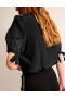 Black Women's Boden Organza Puff-Sleeve Tops