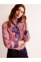 Pink Women's Boden Pussy-Bow Satin Blouse Tops