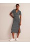 Black / White Stripes Women's Boden Ribbed-Jersey Midi Shirts Dress