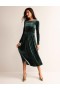 Green Women's Boden Abigail Velvet Midi Dress
