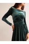 Green Women's Boden Abigail Velvet Midi Dress