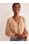 Brown Women's Boden Pointelle Sleeve Cardigan