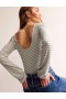 White Stripes Women's Boden Fluted Sleeve Jersey Tops