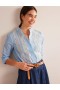 Blue Stripes Women's Boden Lace-Panelled Poplin Shirts