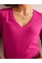 Fuchsia Women's Boden Cotton V-Neck Long Sleeve Tops