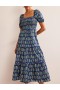 Navy Women's Boden Smocked Bodice Maxi Dress