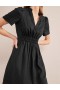 Black Women's Boden Pintuck Detail Midi Dress