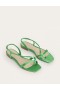 Light Green Women's Boden Satin Toe Loop Flat Sandals