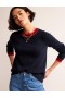 Navy / Stripes Women's Boden Cecily Button Back Sweater