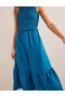 Turquoise Women's Boden Smocked Linen Midi Dress