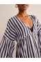 Blue White Stripes Women's Boden Maxi Empire Beach Kaftan Dress