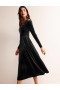 Black Women's Boden Abigail Velvet Midi Dress