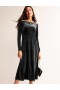 Black Women's Boden Abigail Velvet Midi Dress
