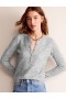 Grey Women's Boden Fluffy Henley Pointelle Sweater