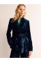 Black Women's Boden Tie-Waist Velvet Jacket