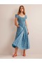 Blue Women's Boden Scoop-Neck Smocked Midi Dress