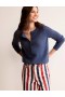 Blue Women's Boden Fluffy Henley Pointelle Sweater