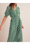 Green Women's Boden Smocked Cuff Midi Dress