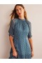 Blue Women's Boden Tie-Neck Tiered Maxi Dress