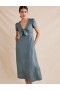 Deep Blue Women's Boden Tie Front Linen Midi Dress