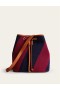 Red Navy Stripes Women's Boden Canvas Bucket Bags