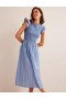 Blue / Stripes Women's Boden Smocked Stripe Midi Dress