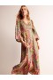 Multicolor Women's Boden Blouson Sleeve Maxi Tea Dress