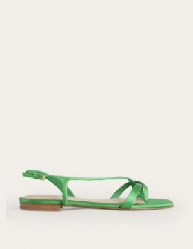 Light Green Women's Boden Satin Toe Loop Flat Sandals