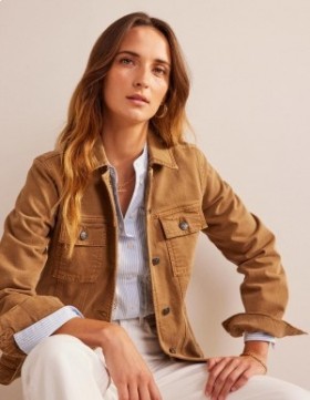 Brown Women's Boden Belted Denim Jacket