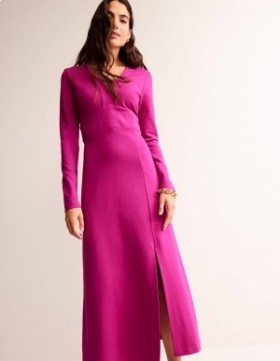 Purple Women's Boden V-Neck Ponte Maxi Dress