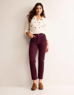 Dark Burgundy Women's Boden Corduroy Slim Straight Jeans