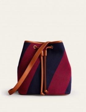 Red Navy Stripes Women's Boden Canvas Bucket Bags
